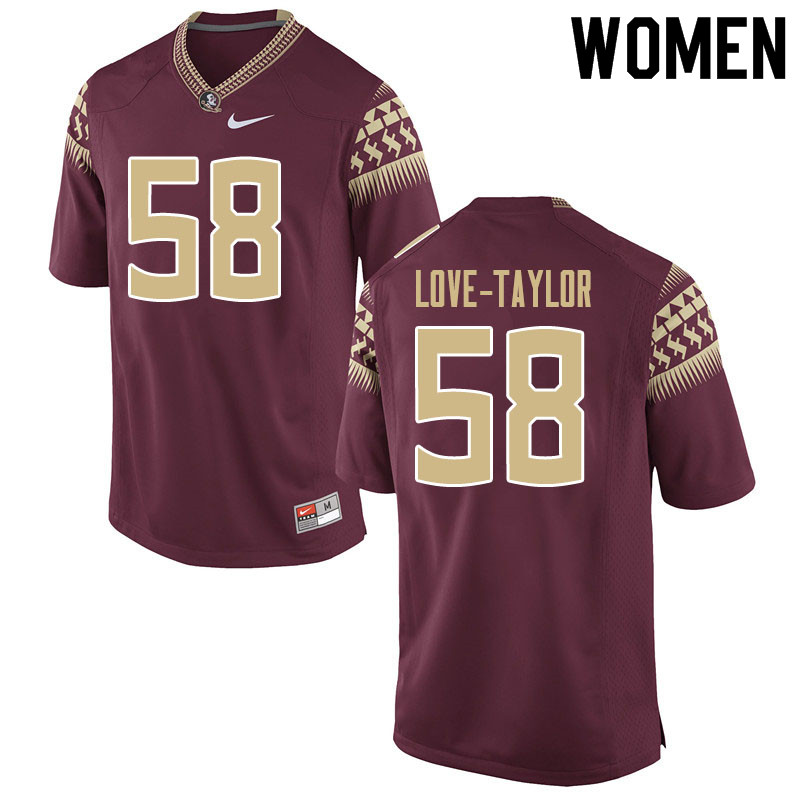 Women #58 Devontay Love-Taylor Florida State Seminoles College Football Jerseys Sale-Garnet - Click Image to Close